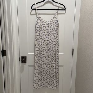 Reformation Crimini Dress, Gracie- Size 8 - Cream/ Blue Flowers - High Side Slit